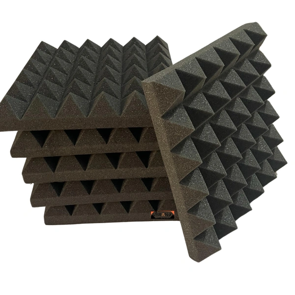 URBAN-X Pyramid Soundproofing Studio Acoustic Foam 1'x1' - 2 Inches 32D -45mm High Density, Soundproof Foam, Noise Reduction Panels, Echo Absorption (2.0) - Black, Set of 6