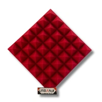 URBAN-X Pyramid Soundproofing Studio Acoustic Foam 1'x1' - 2 Inches 50D High Density, Soundproof Foam, Noise Reduction Panels, Echo Absorption (Red) - 50mm - Red, Set of 108