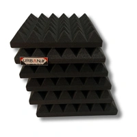URBAN-X Pyramid Soundproofing Studio Acoustic Foam 1'x1' - 2 Inches 50D High Density, Soundproof Foam, Noise Reduction Panels, Echo Absorption (Black) - 50mm - Black, Set of 72