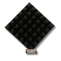 URBAN-X Pyramid Soundproofing Studio Acoustic Foam 1'x1' - 2 Inches 50D High Density, Soundproof Foam, Noise Reduction Panels, Echo Absorption (Black) - 50mm - Black, Set of 72