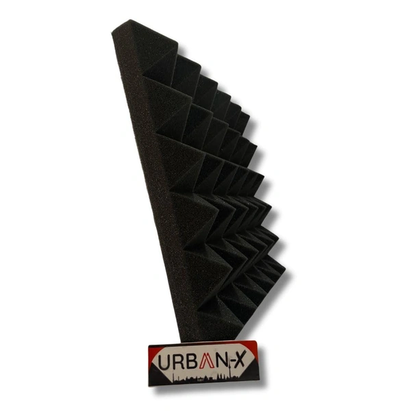 URBAN-X Pyramid Soundproofing Studio Acoustic Foam 1'x1' - 2 Inches 50D High Density, Soundproof Foam, Noise Reduction Panels, Echo Absorption (Black) - 50mm - Black, Set of 72