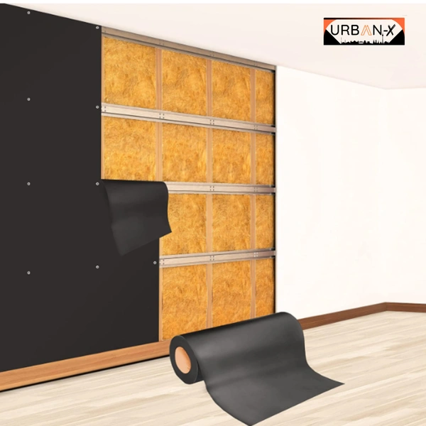 URBAN-X SoundProofing Mass Loaded Vinyl Sheet, Wall, Window & Door Soundproofing | MLV, High Density Black Colour 1900 kg/m^3 Sound Membrane - 3mm SELF ADHESIVE WITH GUMMING SHEET - 4x4 Ft Self Adhesive