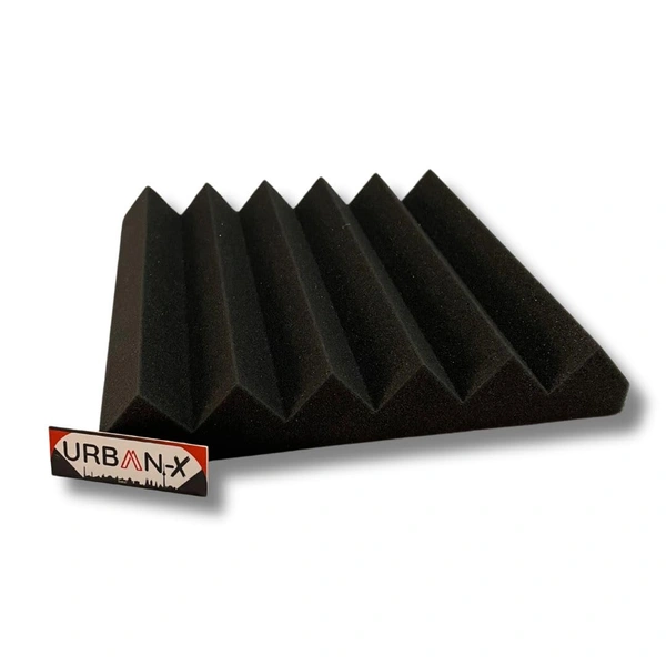 URBAN-X Wedge Soundproofing Studio Acoustic Foam 1'x1' - 2 Inches 50D High Density, Soundproof Foam, Noise Reduction Panels, Echo Absorption - Black - Black, Set of 108
