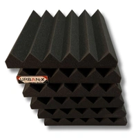 URBAN-X Wedge Soundproofing Studio Acoustic Foam 1'x1' - 2 Inches 50D High Density, Soundproof Foam, Noise Reduction Panels, Echo Absorption - Black - Black, Set of 108