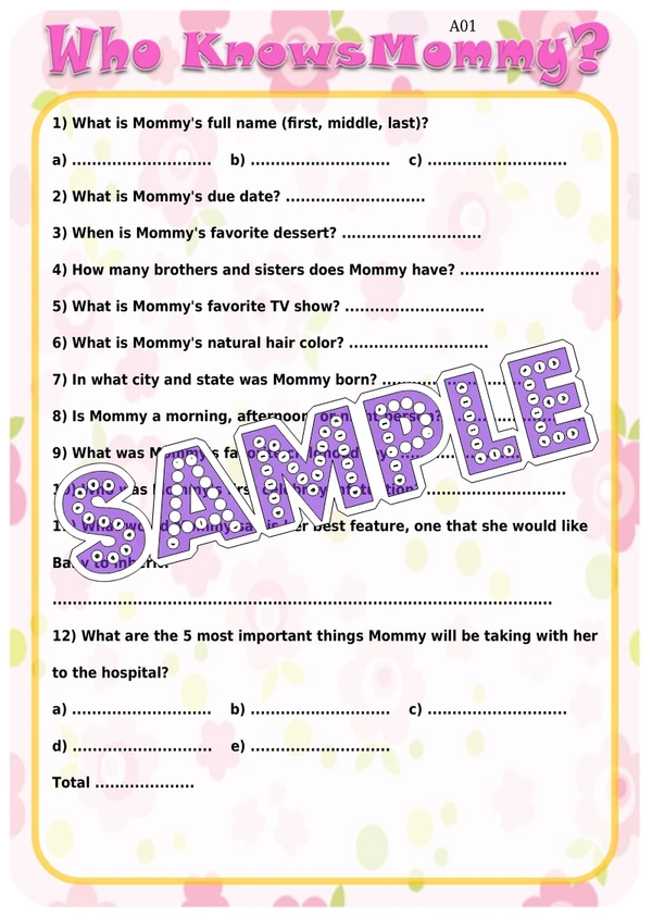 perty Baby theme Paper Games (list1546_1) - 24