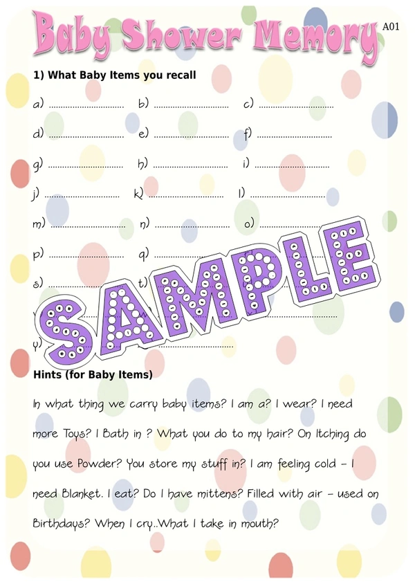 perty Baby theme Paper Games (list3634_1) - 24