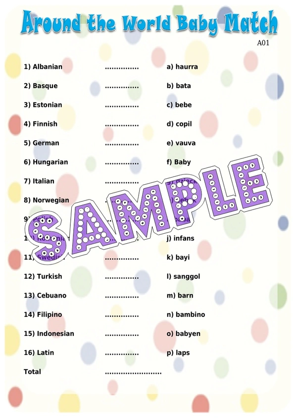 perty Baby theme Paper Games (list853_1) - 12