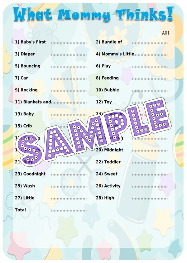 perty Baby theme Paper Games (list862_1) - 12