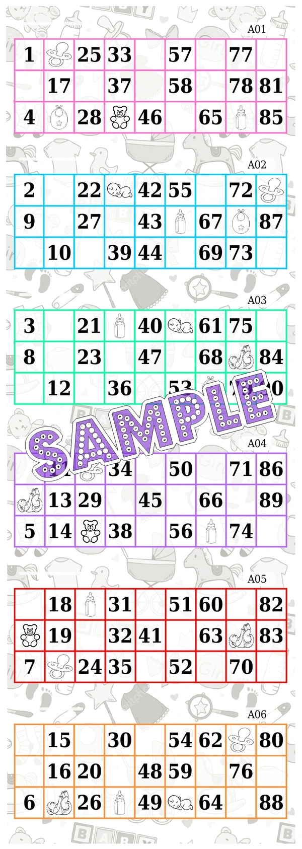 perty Baby theme Tambola Housie (list3611_1) - 3.9 x 10.8