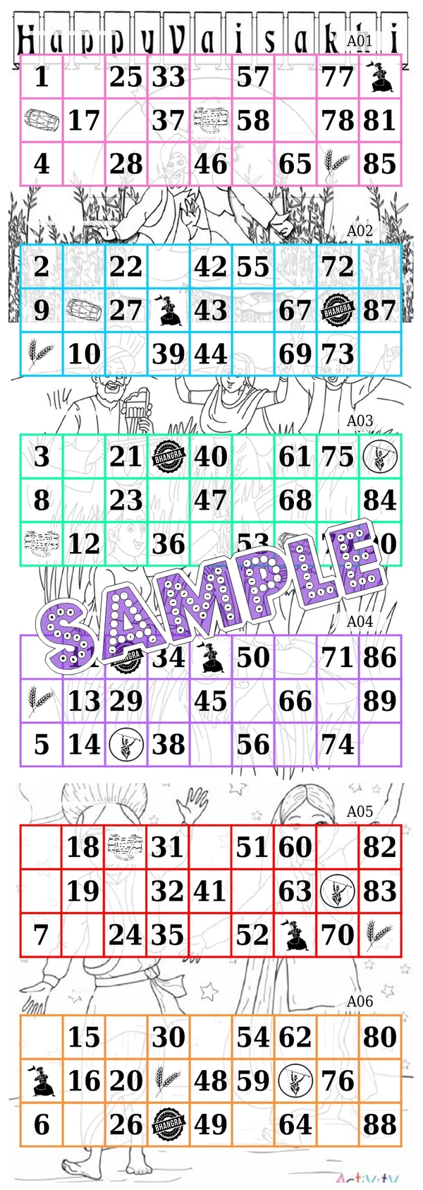 perty Baisakhi theme Tambola Housie (list3544_1) - 3.9 x 10.8