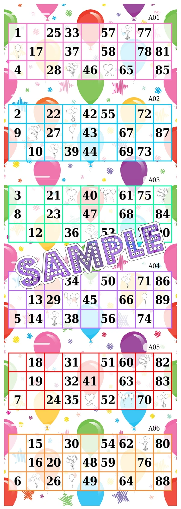 perty Balloon theme Tambola Housie (list3608_1) - 3.9 x 10.8