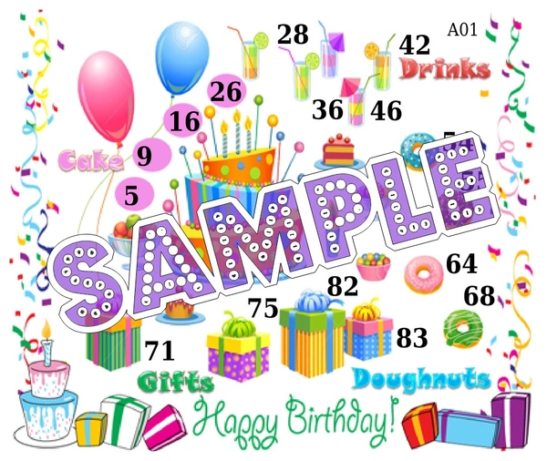 perty Birthday theme Tambola Housie (list268_2) - 72