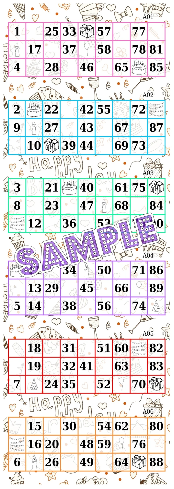perty Birthday theme Tambola Housie (list3607_1) - 3.9 x 10.8