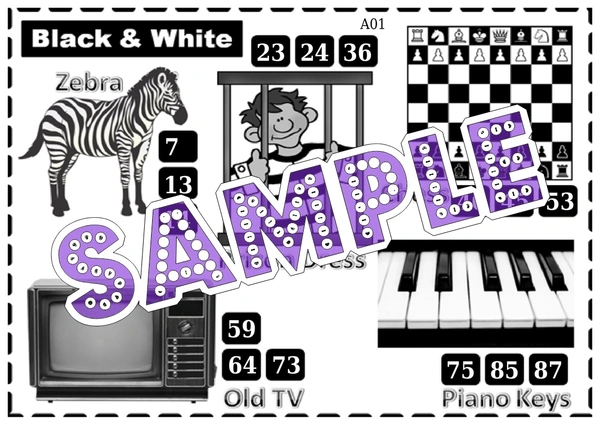 perty Black White theme Tambola Housie (list450_2) - 24