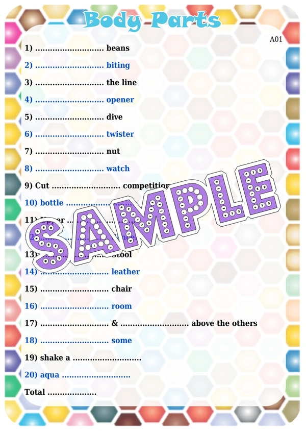 perty Body Parts theme Paper Games (list1628_1) - 8