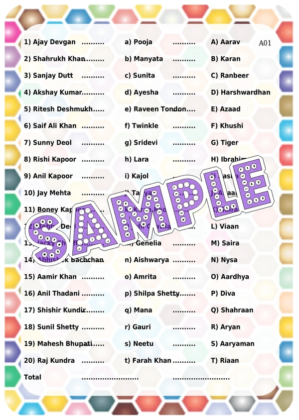 perty Bollywood theme Paper Games (list1650_1) - 24