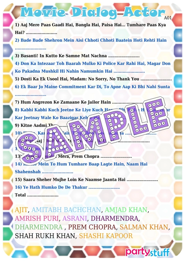 perty Bollywood theme Paper Games (list1749_1) - 8