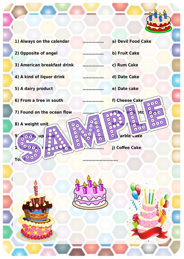 perty Cake theme Paper Games (list1657_1) - 24
