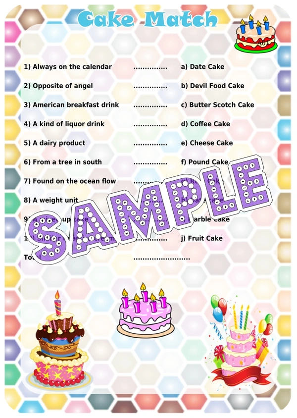 perty Cake theme Paper Games (list1657_1) - 8