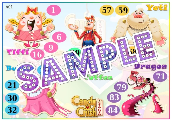 perty Candy Crush theme Tambola Housie (list2400_1) - 24