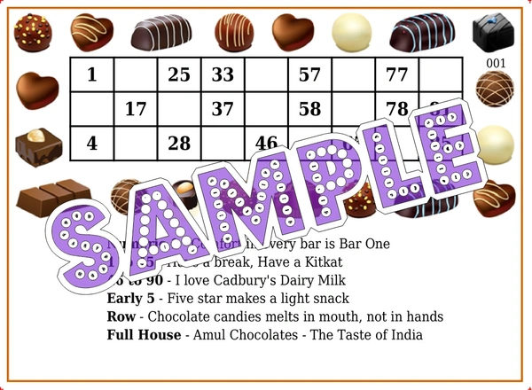perty Chocolate theme Tambola Housie (list2762_1) - 48