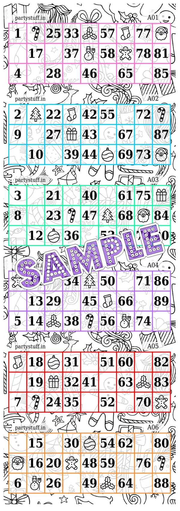 perty Christmas theme Tambola Housie (list3539) - 3.9 x 10.8