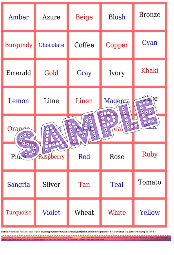 perty Colors theme Paper Games (list1756_1) - 13x19