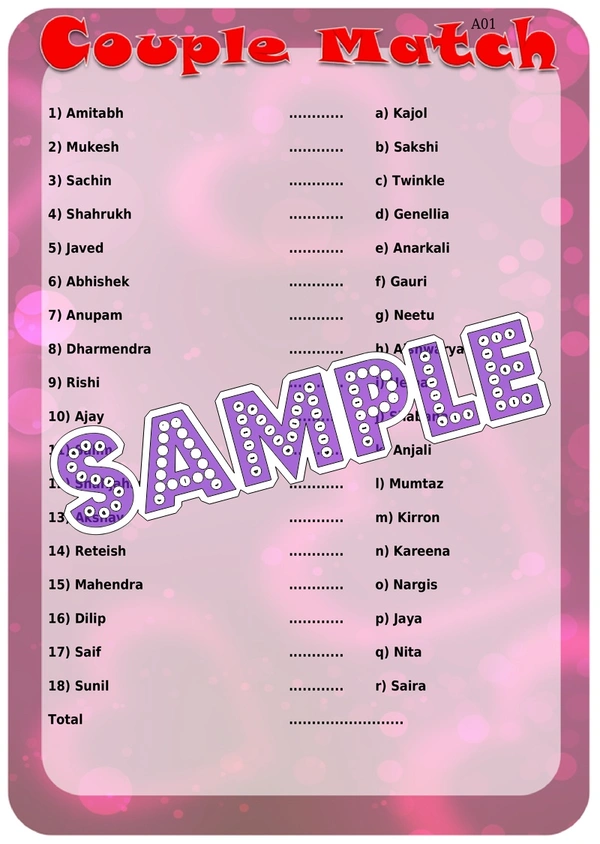 perty Couple theme Paper Games (list1562_1) - 24