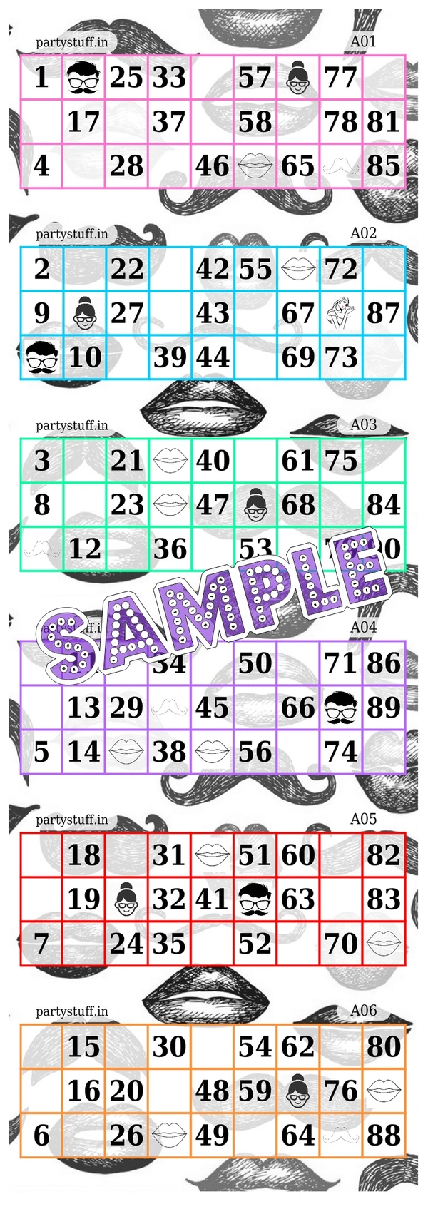 perty Couple theme Tambola Housie (list3610) - 3.9 x 10.8