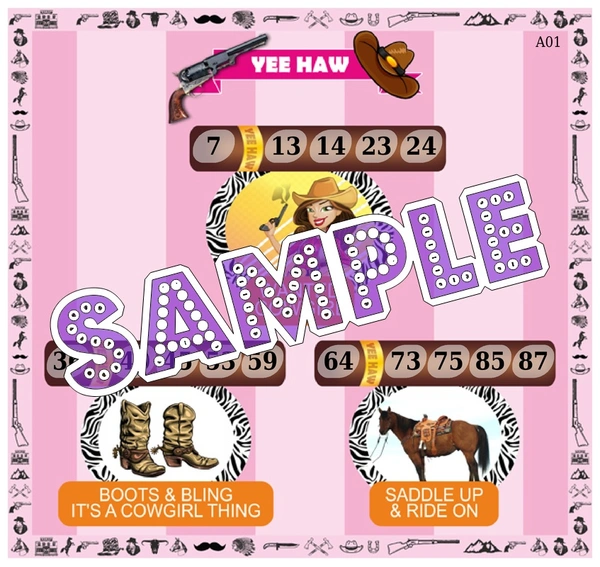 perty Cowgirl theme Tambola Housie (list3098_1) - 36