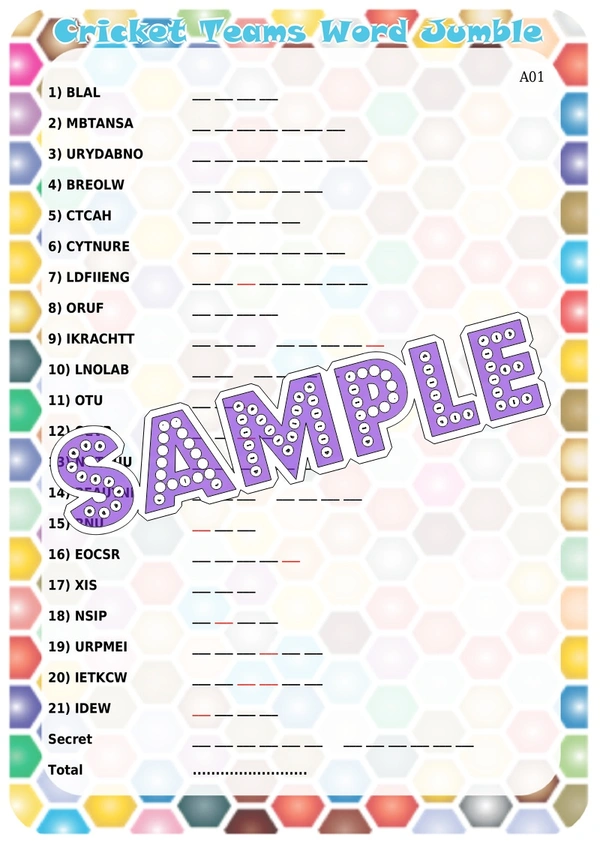 perty Cricket theme Paper Games (list1738_1) - 8