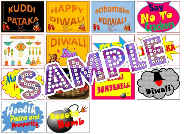 perty Diwali theme Props (list1814) - 8.9 x 5.9