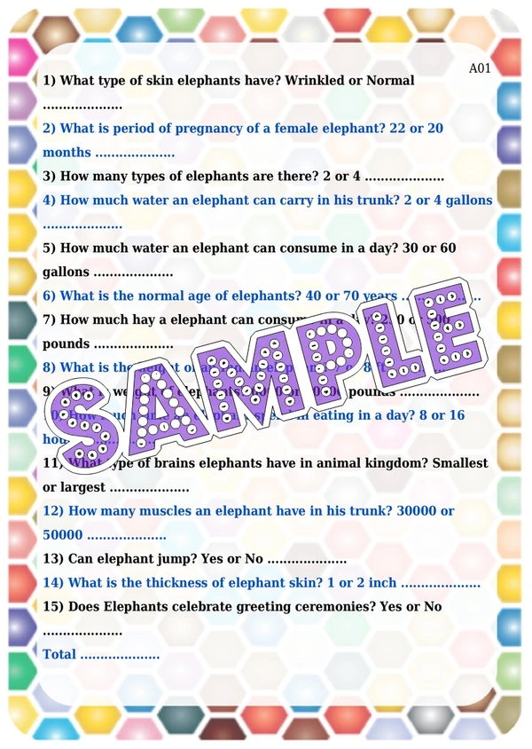 perty Elephant theme Paper Games (list1688_1) - 12