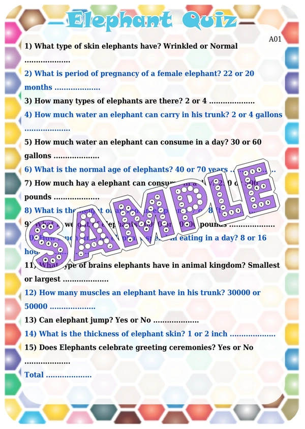 perty Elephant theme Paper Games (list1688_1) - 8