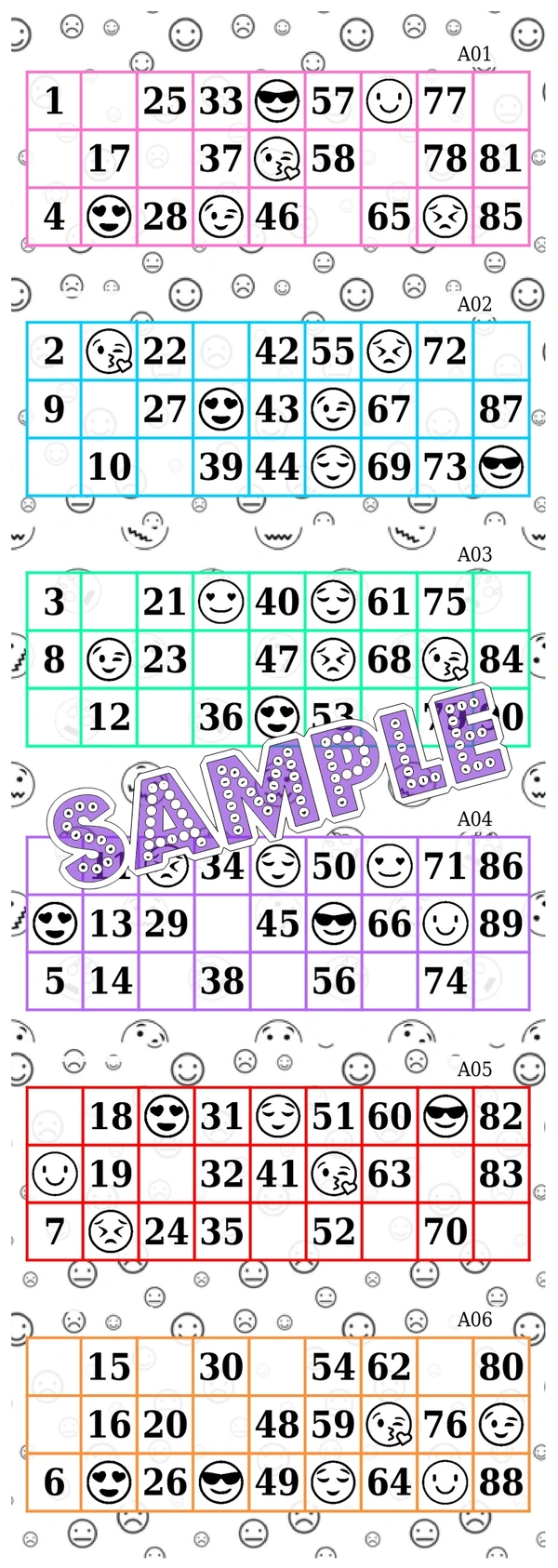 perty Emoji theme Tambola Housie (list3529_1) - 3.9 x 10.8