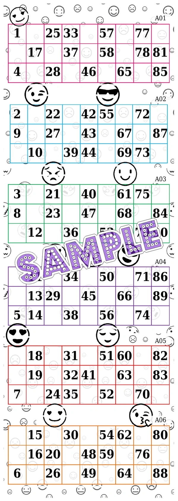 perty Emoji theme Tambola Housie (list3530_1) - 3.9 x 10.8