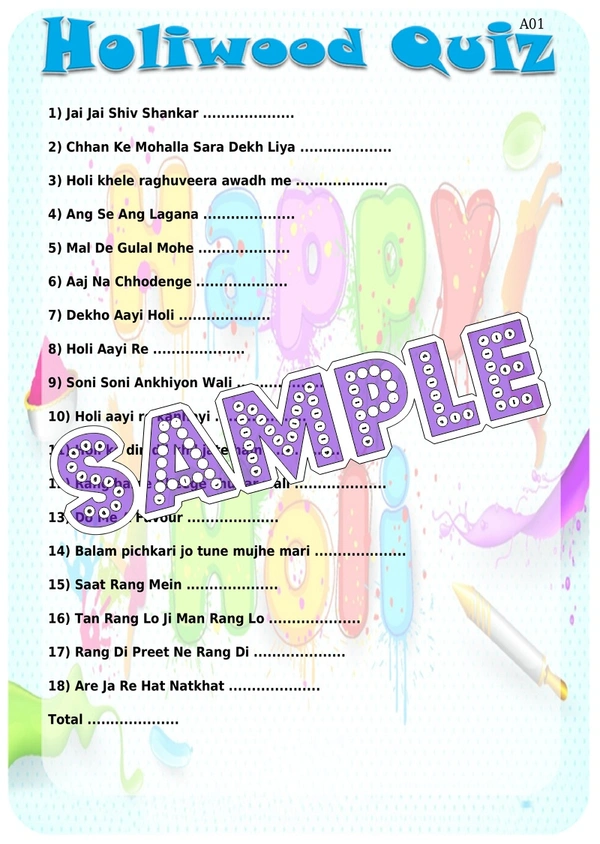 perty Holi theme Paper Games (list1515_1) - 8