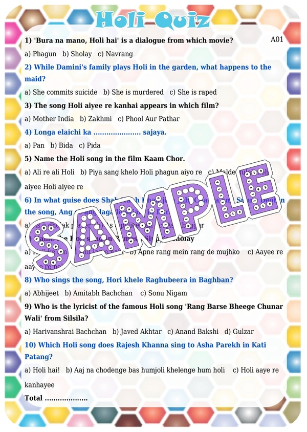 perty Holi theme Paper Games (list1656_1) - 8