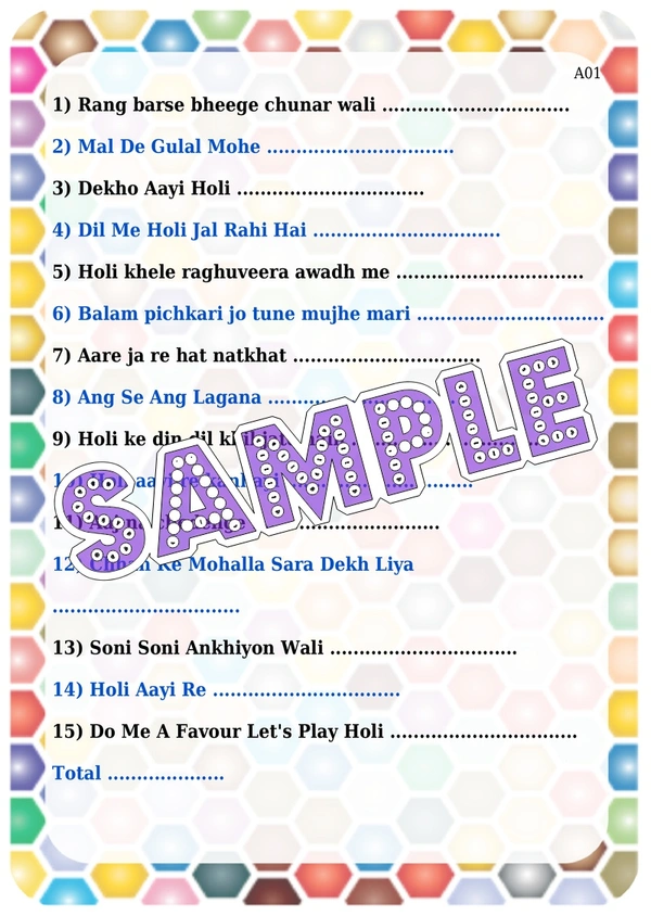 perty Holi theme Paper Games (list1702_1) - 24