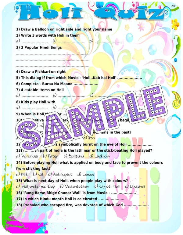 perty Holi theme Paper Games (list889_1) - 12
