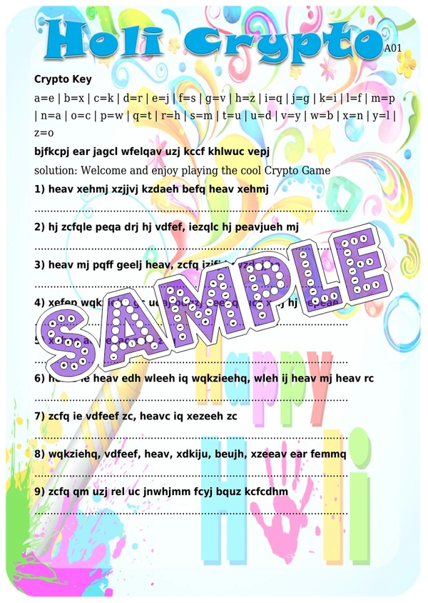 perty Holi theme Paper Games (list893_1) - 12