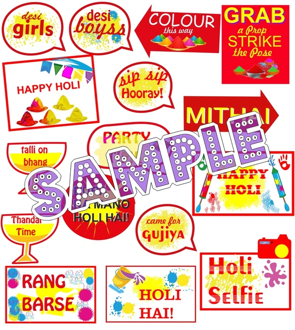 perty Holi theme Props (list1873) - 12.2 x 8.9