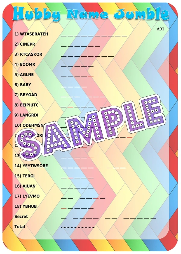 perty Husband theme Paper Games (list1561_1) - 24