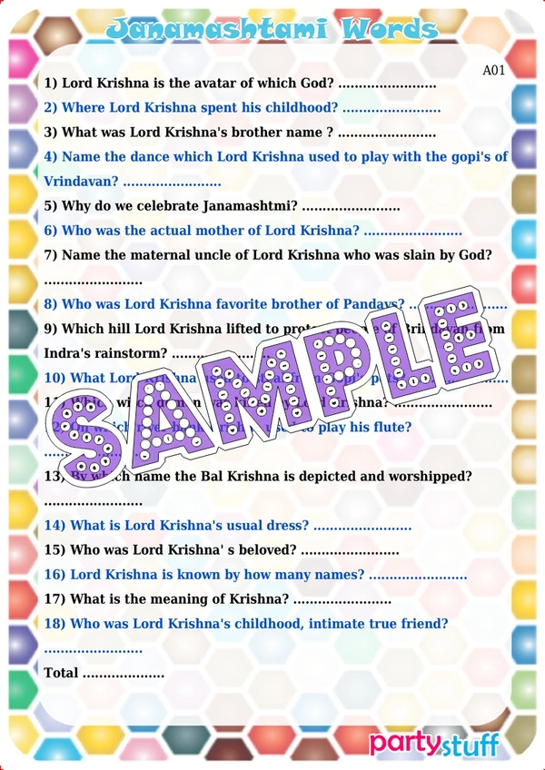 perty Janmashtami theme Paper Games (list1680_1) - 8