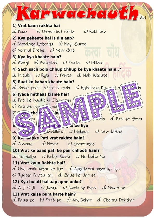 perty Karwachauth theme Paper Games (list1558_1) - 24