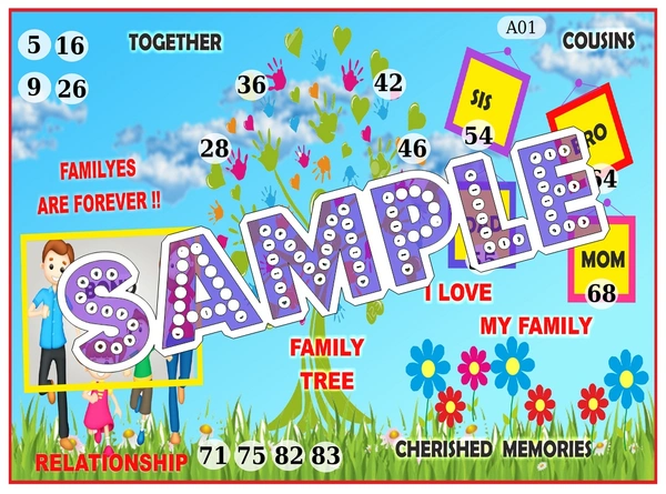perty My Family theme Tambola Housie (list1418_1) - 24