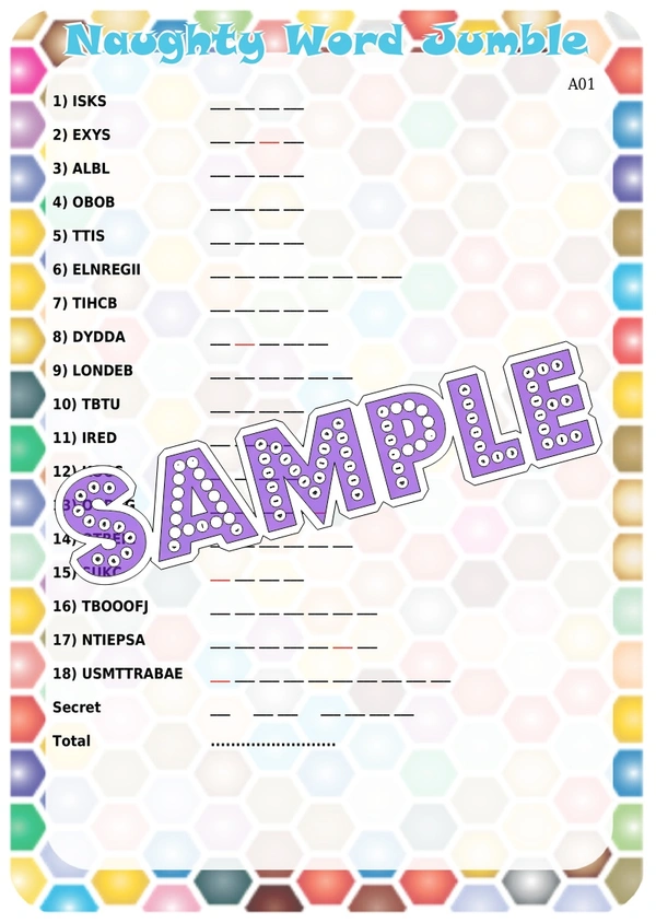 perty Naughty theme Paper Games (list1796_1) - 8