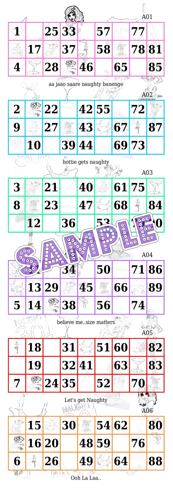 perty Naughty theme Tambola Housie (list3534_1) - 200