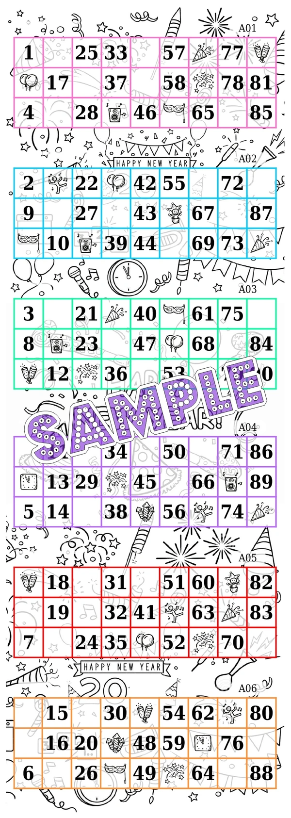 perty New Year theme Tambola Housie (list3540) - 3.9 x 10.8