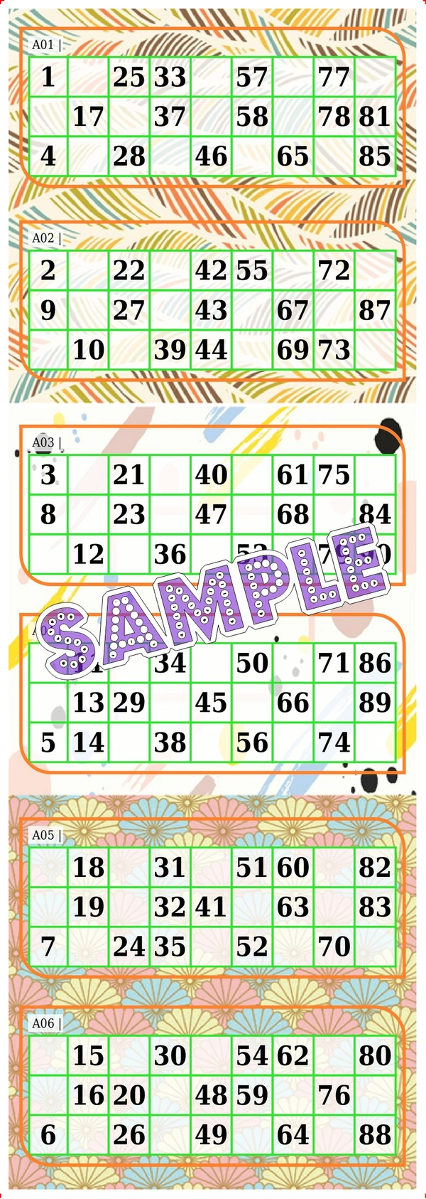 perty Plain theme Tambola Housie (list12_1) - 100